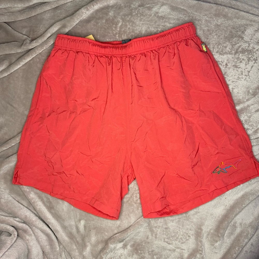 Greg Norman collection swim trunks Large with liner red 6” inseam